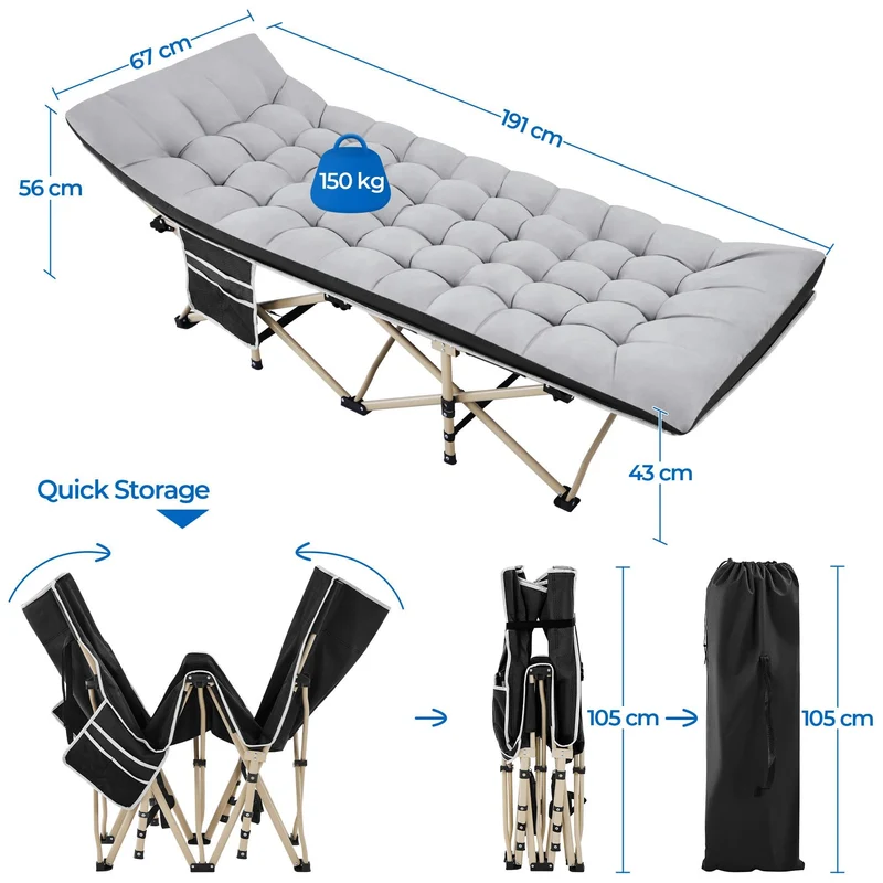Yaheetech Feldbett mit Matratze, klappbares Campingbett bis 150 kg