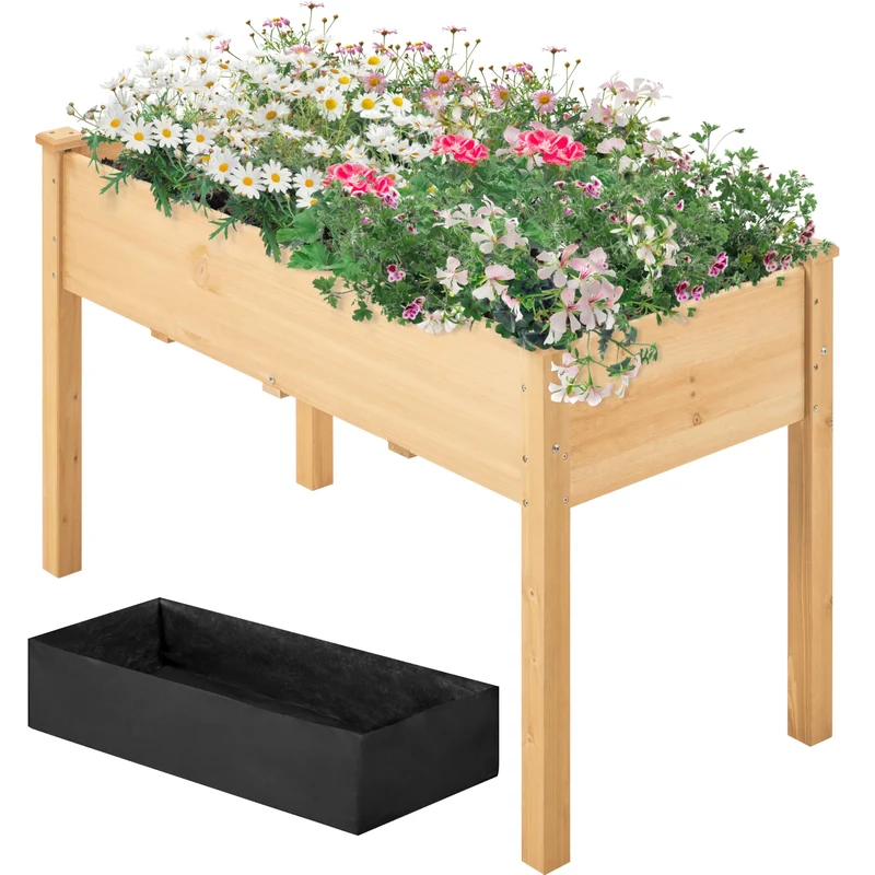 Yaheetech Hochbeet aus FSC-Tannenholz, hellbraun, 120,5 x 59 x 76 cm