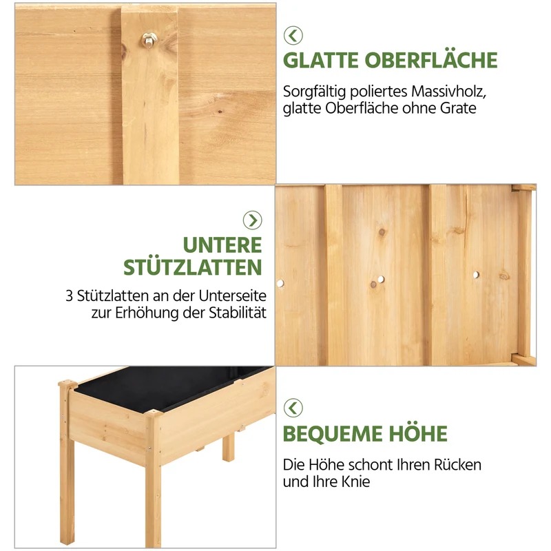 Yaheetech Hochbeet aus FSC-Tannenholz, hellbraun, 120,5 x 59 x 76 cm