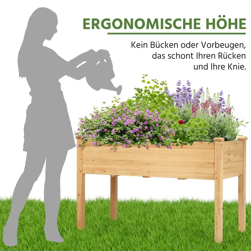 Yaheetech Hochbeet aus FSC-Tannenholz, hellbraun, 120,5 x 59 x 76 cm