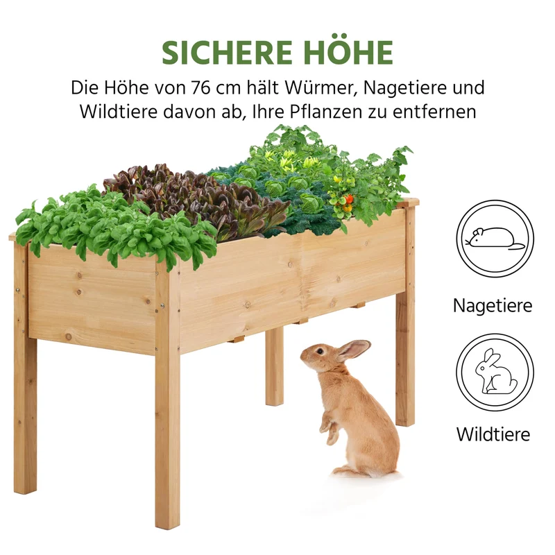 Yaheetech Hochbeet aus FSC-Tannenholz, hellbraun, 120,5 x 59 x 76 cm