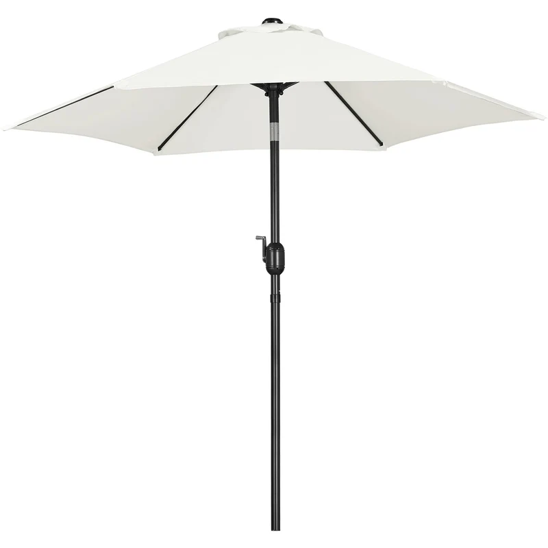Yaheetech Sonnenschirm Ø 230 cm, knickbar, Gartenschirm rund, Creme