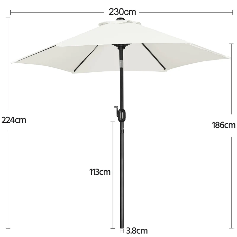 Yaheetech Sonnenschirm Ø 230 cm, knickbar, Gartenschirm rund, Creme