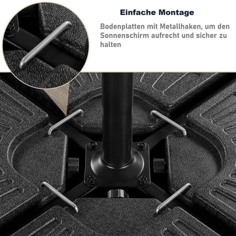 Yaheetech Sonnenschirmständer 4-teilig für Ampelschirm, Schwarz