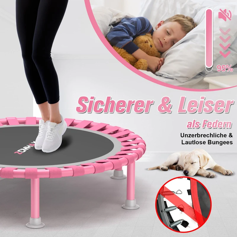 ZCMHAXJ Fitnesstrampolin klappbar, Ø 101,6 cm, mit Haltegriff, 204 kg