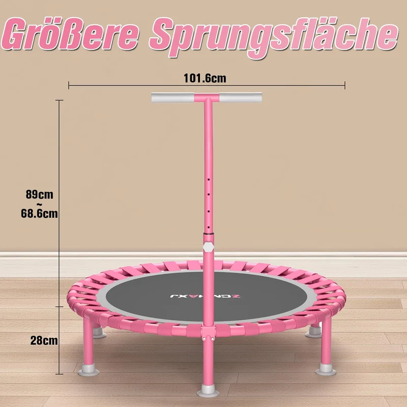 ZCMHAXJ Fitnesstrampolin klappbar, Ø 101,6 cm, mit Haltegriff, 204 kg