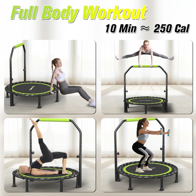 ZCMHAXJ Trampolin klappbar, Ø 101,6 cm, bis 204 kg, mit Haltegriff
