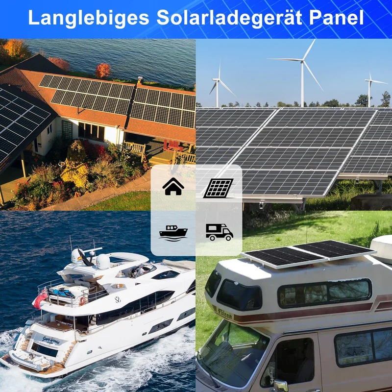 DERUXI Monokristallines Solarpanel-Kit 50W 12V mit 10A Laderegler