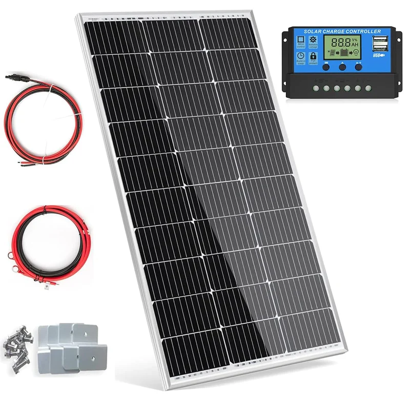 100W Mono Solarpanel Kit – 12V inkl. 20A Laderegler