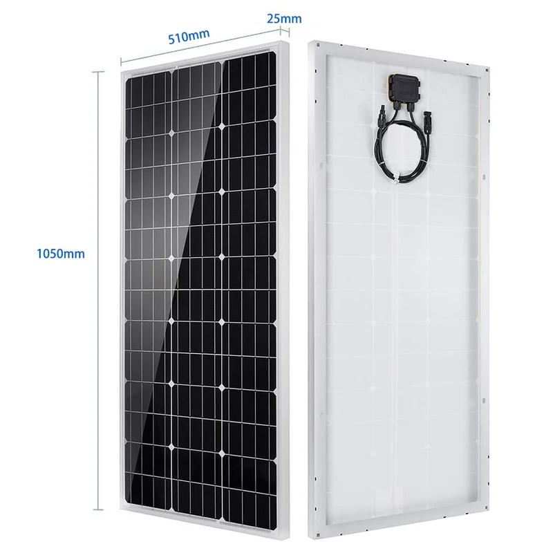 100W Mono Solarpanel Kit – 12V inkl. 20A Laderegler