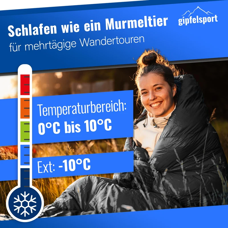 Gipfelsport Ultraleicht Mumienschlafsack - 3 Jahreszeiten -10°C