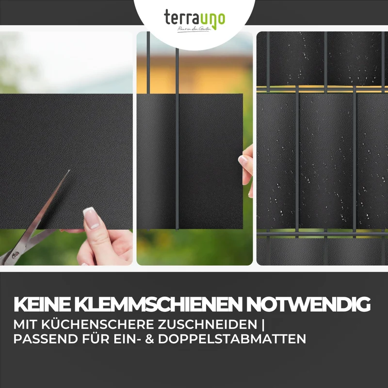 TerraUno Nachhaltige Sichtschutzstreifen - Doppelstab Anthrazit 26m