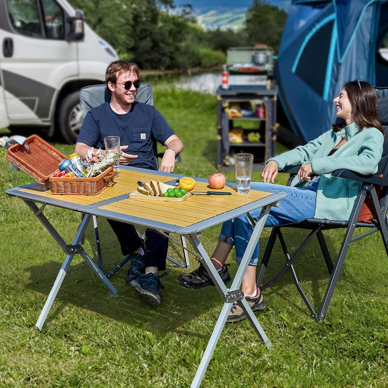 TIMBER RIDGE Campingtisch Faltbar 110x70cm – Holzoptik