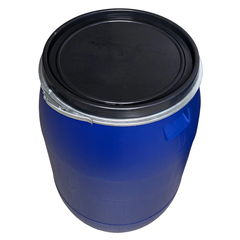 plasteo Weithalsfass 220 Liter mit Spannring - Lebensmittelecht Blau