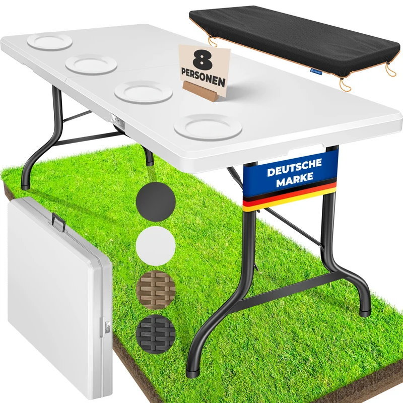 KESSER® Klapptisch Buffettisch 183x76 cm weiss für 6 Personen
