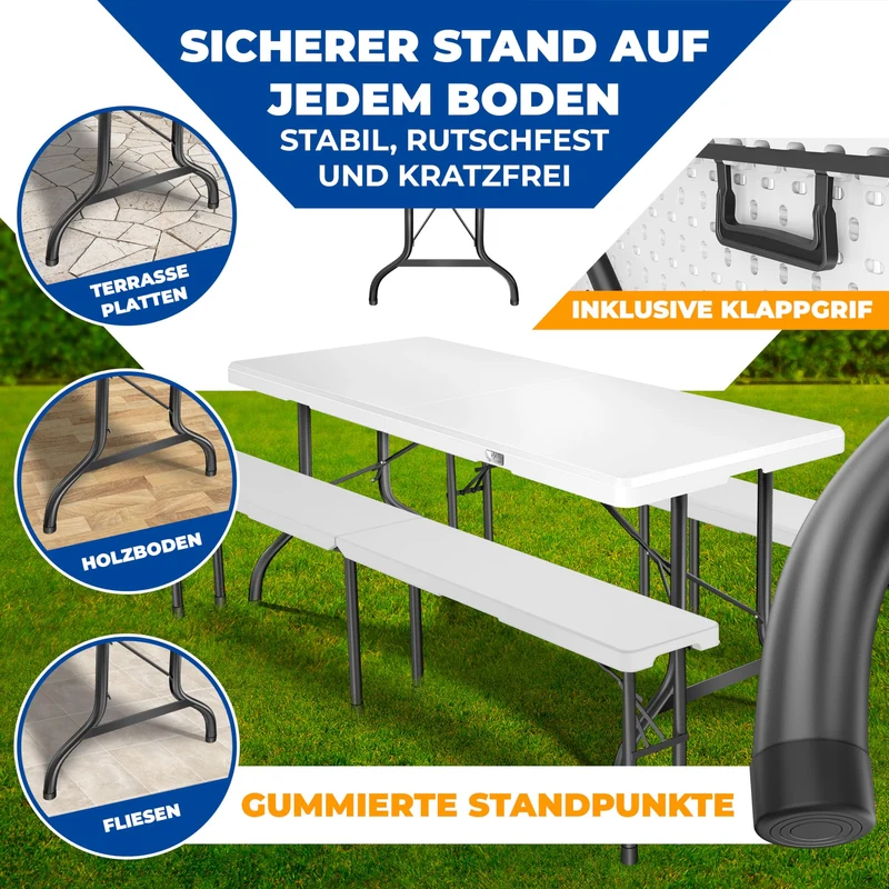 KESSER® Klapptisch Buffettisch 183x76 cm weiss für 6 Personen