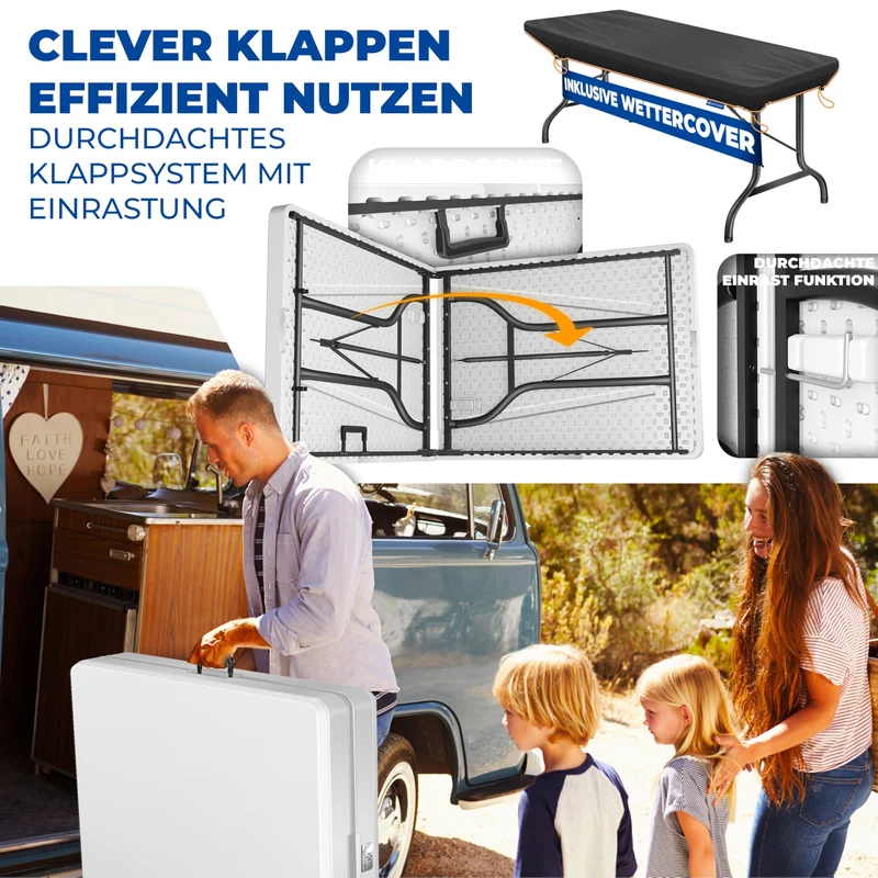 KESSER® Klapptisch Buffettisch 183x76 cm weiss für 6 Personen