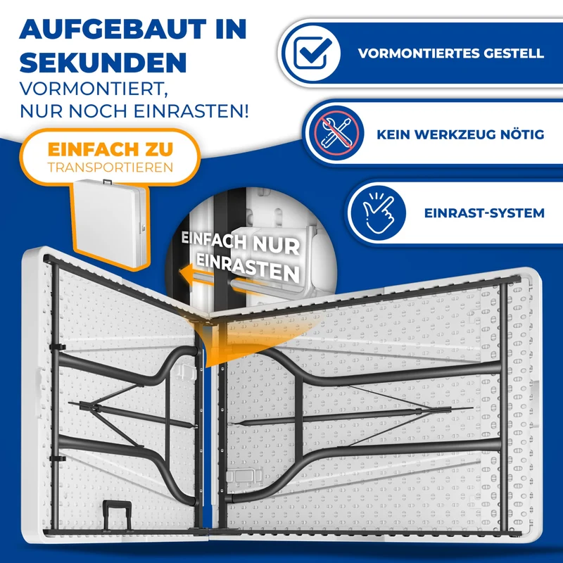 KESSER® Klapptisch Buffettisch 183x76 cm weiss für 6 Personen