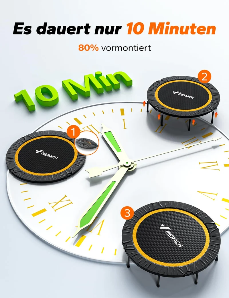 MERACH Mini Fitness Trampolin Faltbar für Bewegungstraining - 102cm