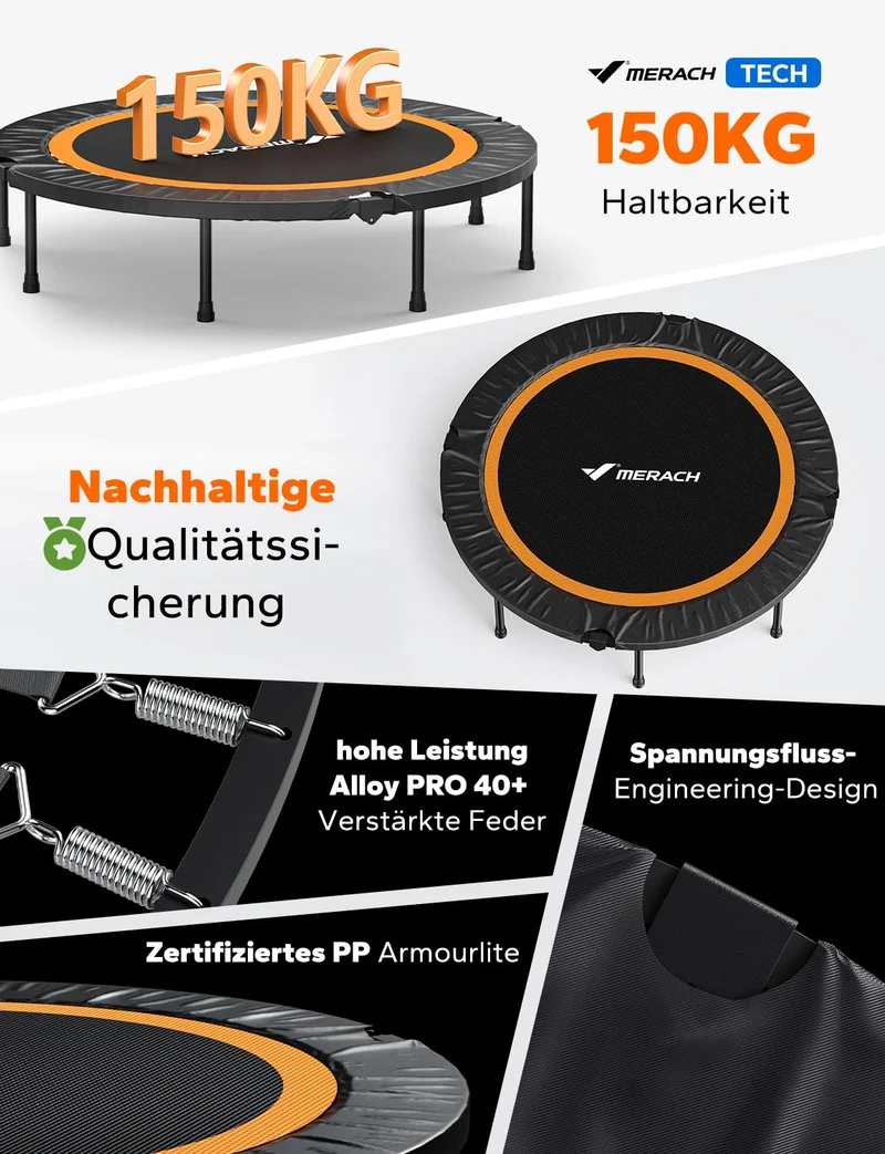 MERACH Mini Fitness Trampolin Faltbar für Bewegungstraining - 102cm