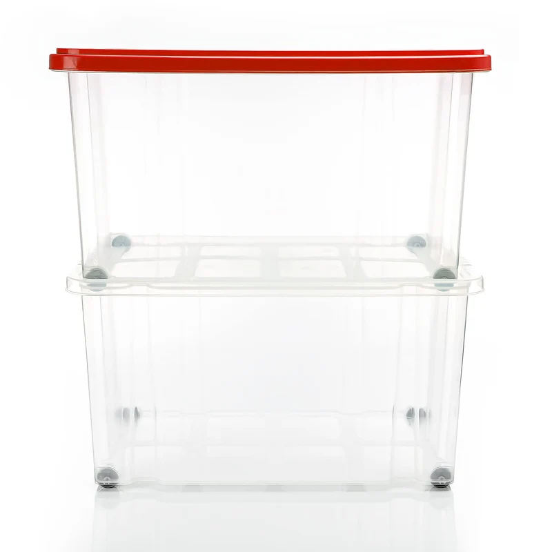 BigDean 60 L Stapelbox mit Deckel - 4er Set rot