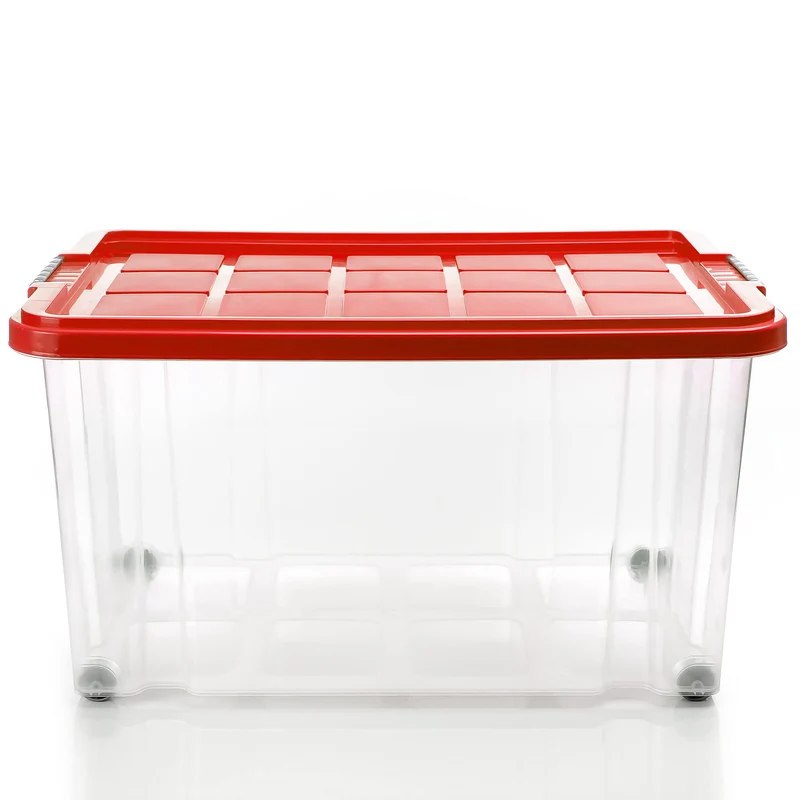 BigDean 60 L Stapelbox mit Deckel - 4er Set rot