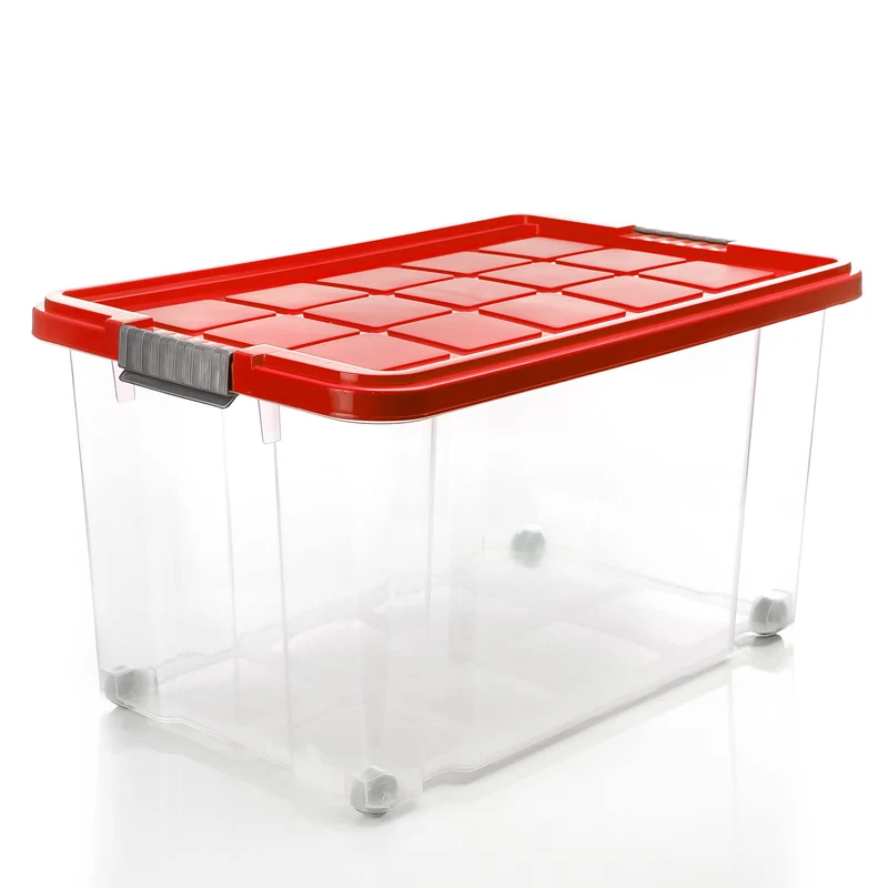 BigDean 60 L Stapelbox mit Deckel - 4er Set rot