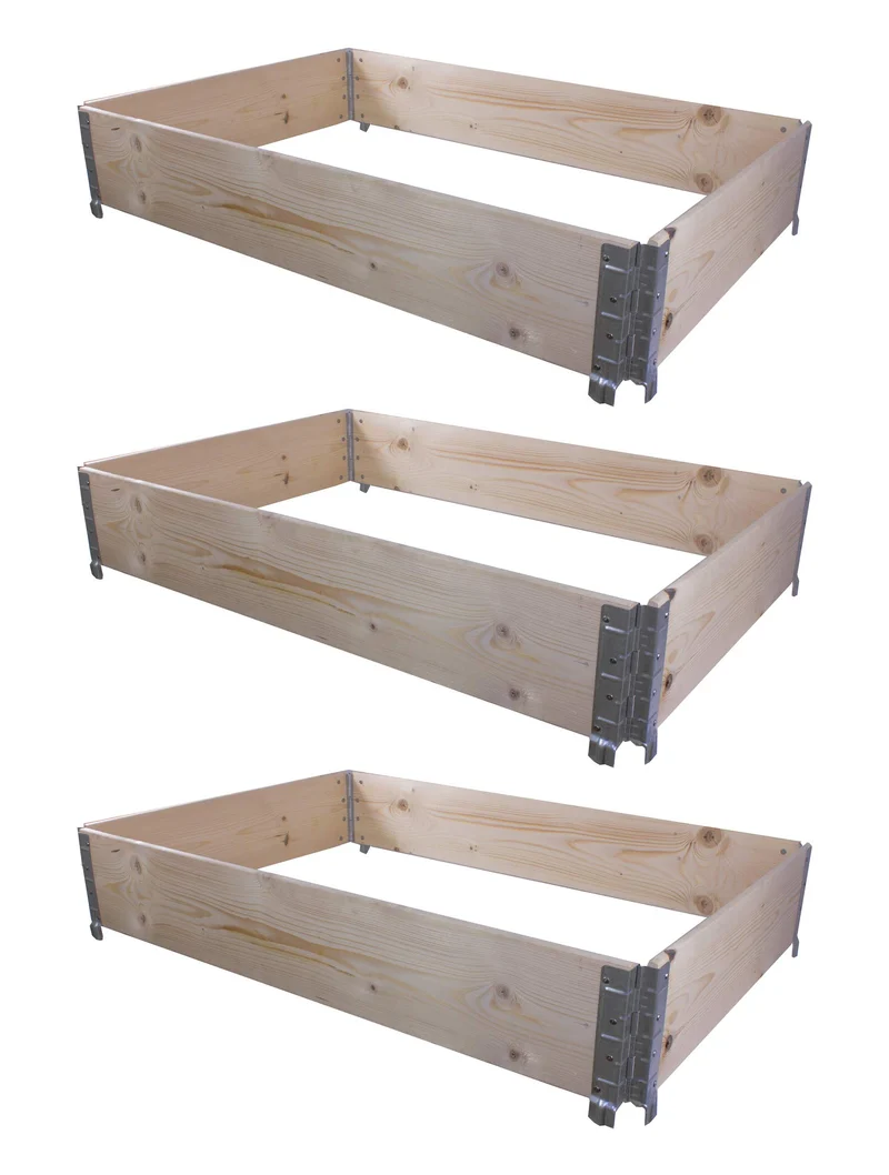 BigDean 3X Hochbeet Palettenrahmen Holz 120x80x20cm