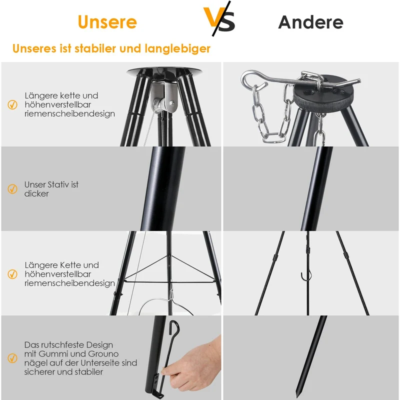 TLSUNNY Gulaschkessel 10L Emaille Set - Dreibein & Löffel