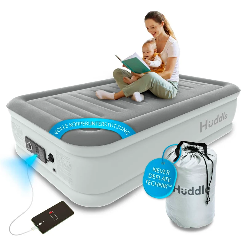 Huddle Luxury Never Deflate Single-Luftbett – integrierte Pumpe
