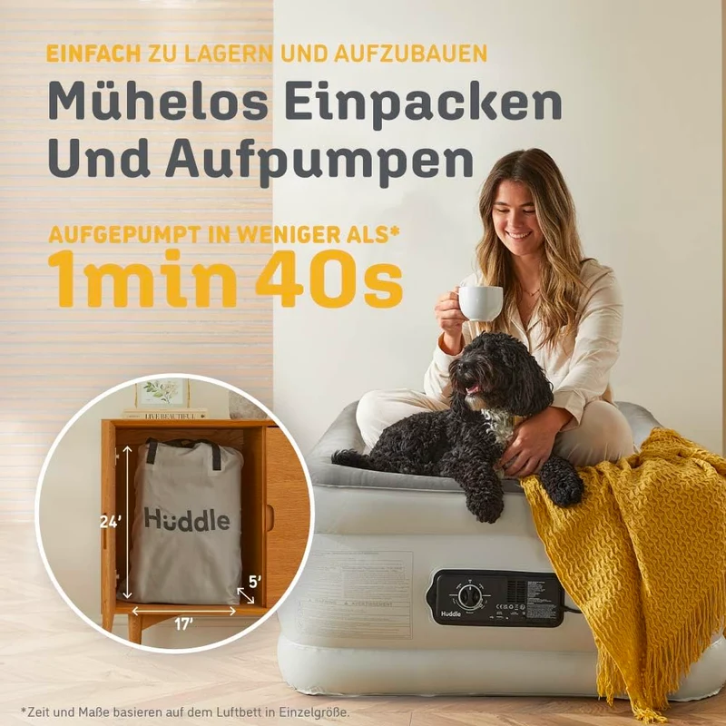 Huddle Luxury Never Deflate Single-Luftbett – integrierte Pumpe
