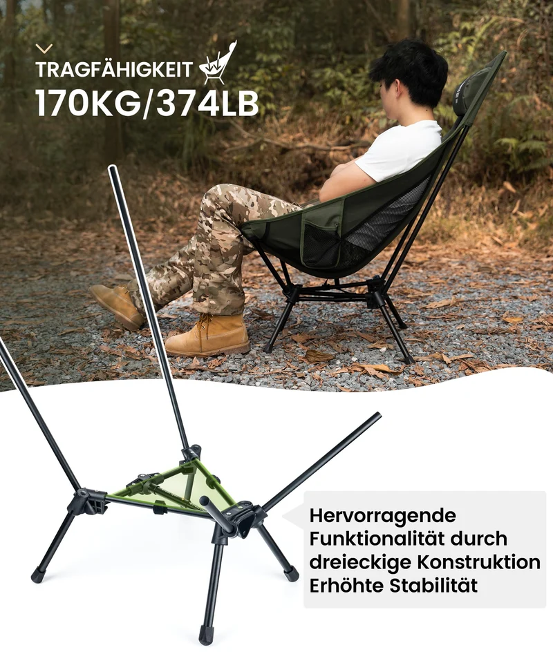OneTigris TIGERBLADE Hochlehner Campingstuhl - Ranger Grün
