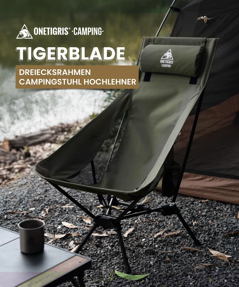OneTigris TIGERBLADE Hochlehner Campingstuhl - Ranger Grün