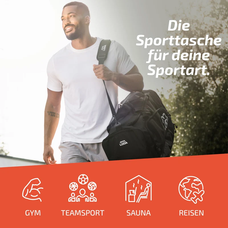 LODA compact Multifunktions-Sporttasche Rucksack 48 Liter