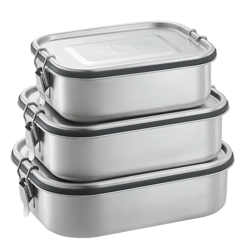 SILBERTHAL Brotdose Edelstahl Lunchbox mit Fächern – 3er Set