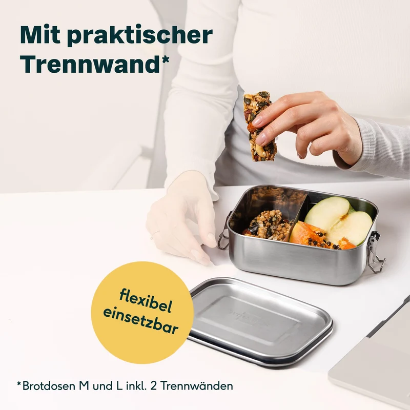 SILBERTHAL Brotdose Edelstahl Lunchbox mit Fächern – 3er Set