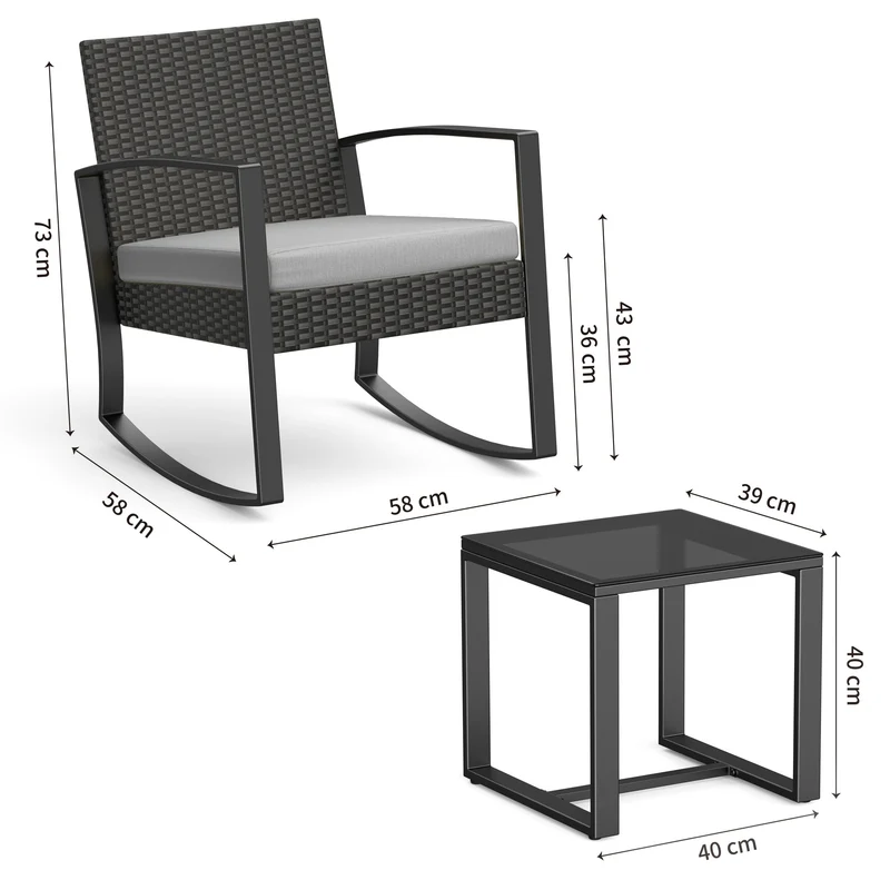 Bealife Lounge Set Gartenmöbel – 2 Personen Balkon Outdoor