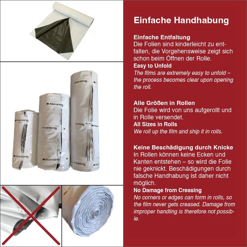 Folienkönig Silofolie Abdeckfolie 6x12m - Schwarz/Weiss
