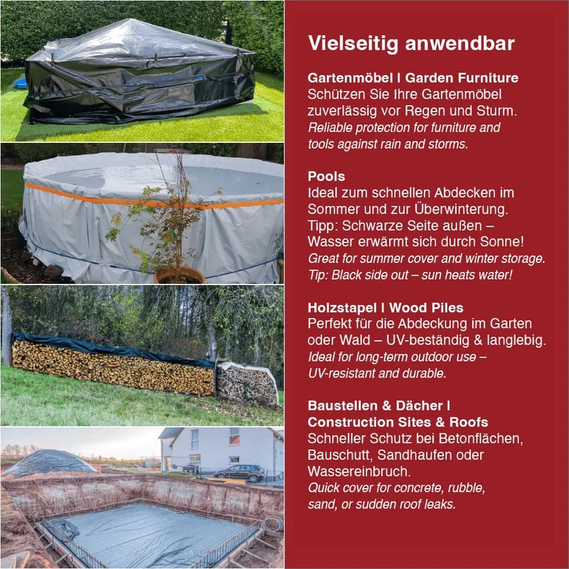 Folienkönig Silofolie Abdeckfolie 6x12m - Schwarz/Weiss