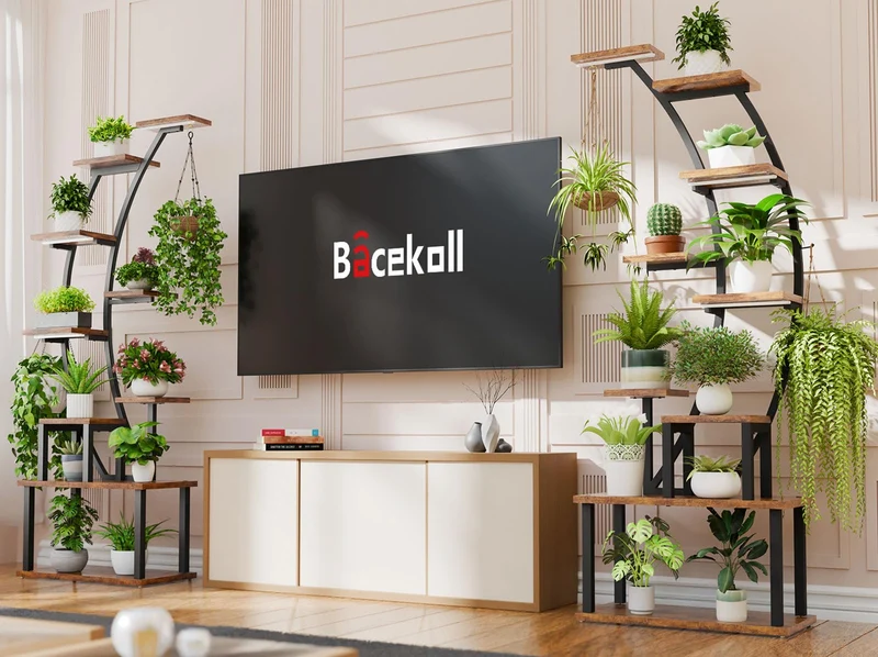 BACEKOLL Pflanzenregal mit Wachstumslicht – 9 Ebenen Schwarz