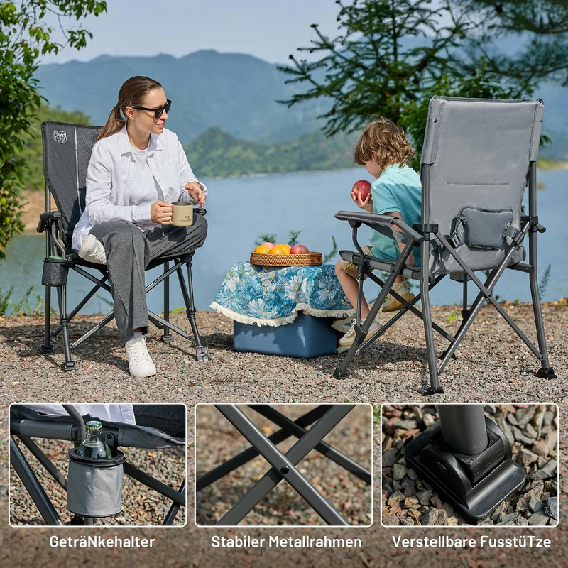 TIMBER RIDGE Campingstuhl – Faltbar 150kg verstellbar