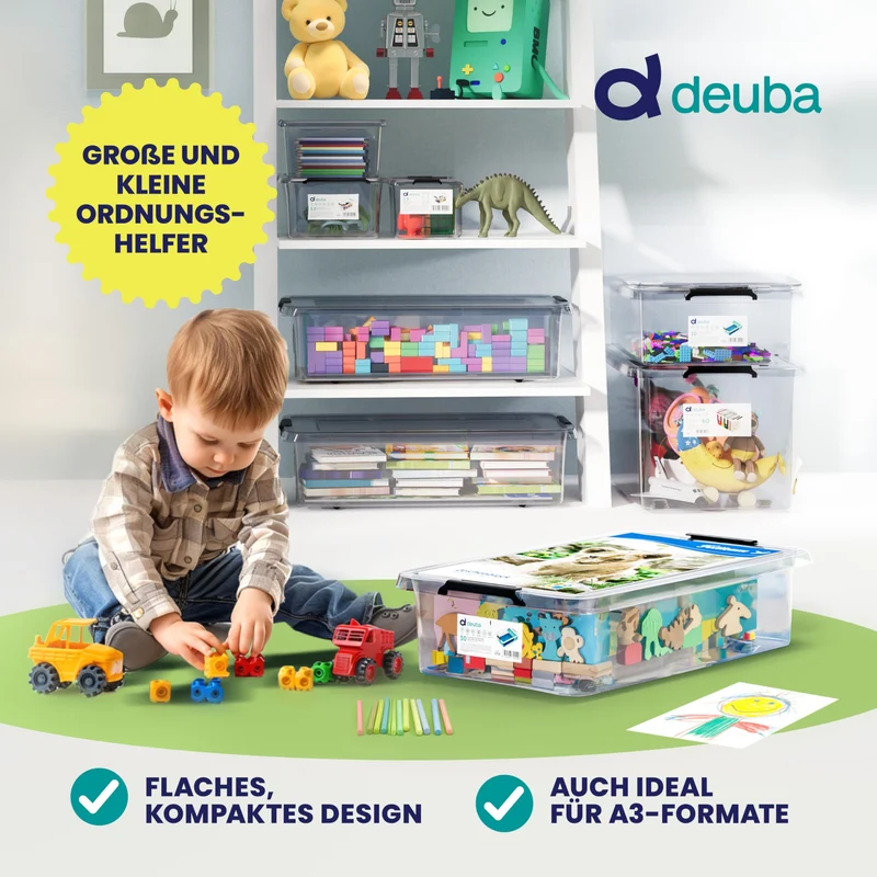 Deuba® RB60 Aufbewahrungsboxen - 6x 30l transparent mit Rollen
