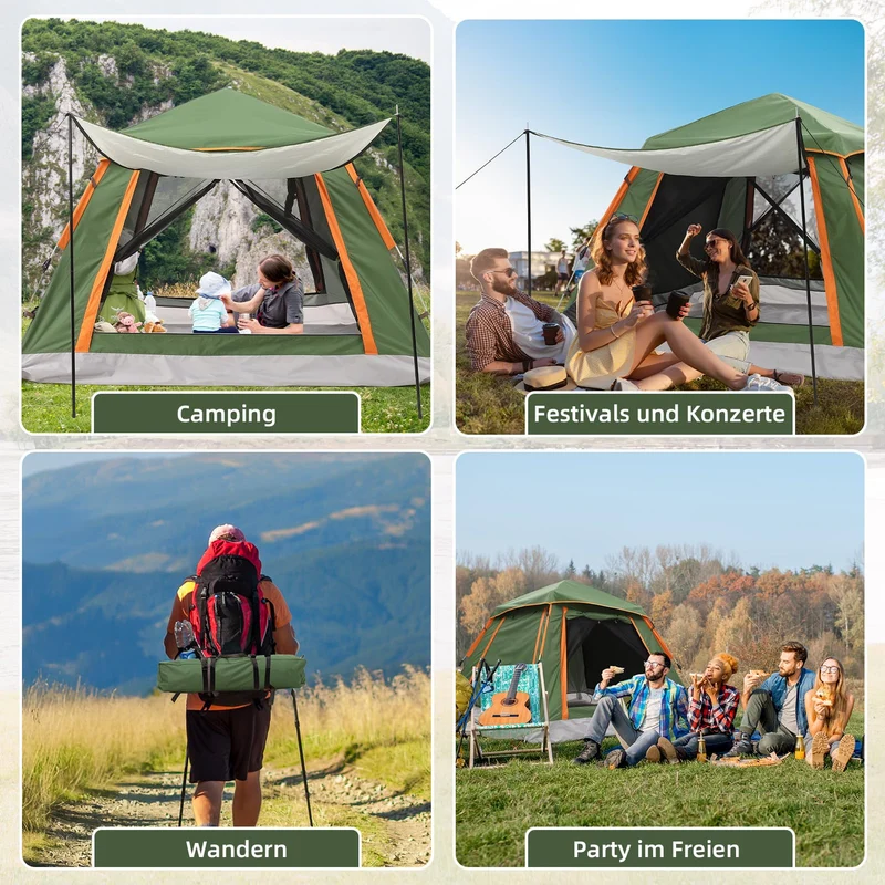HAUSPROFI Pop Up Campingzelt - 2-3 Personen Automatik