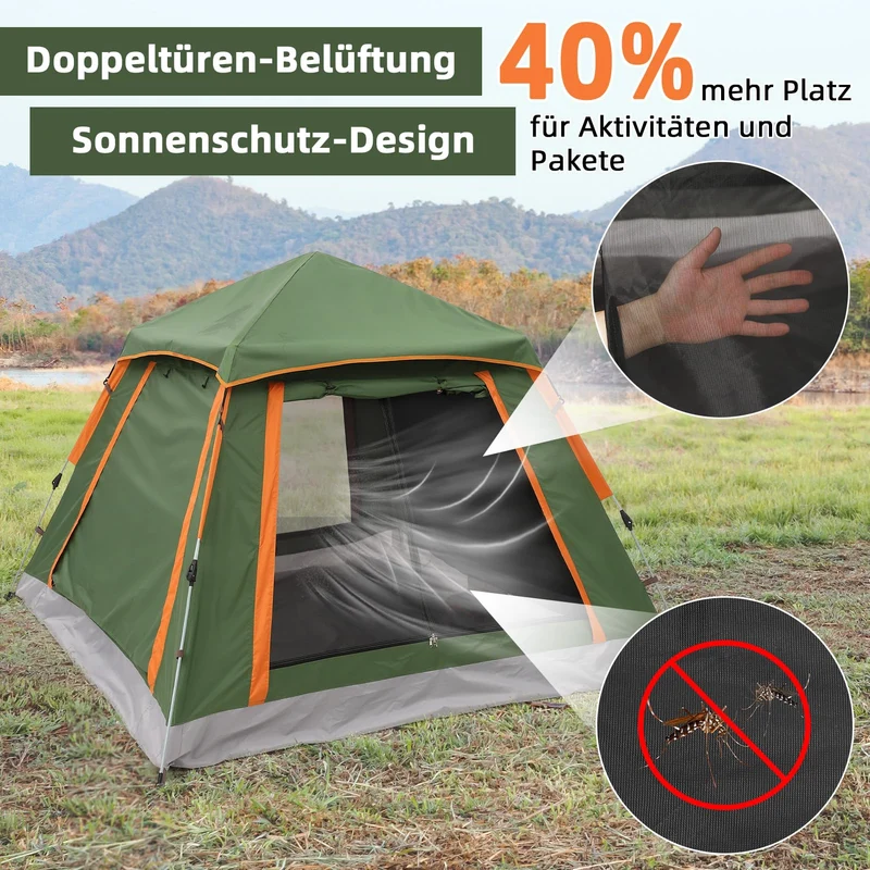 HAUSPROFI Pop Up Campingzelt - 2-3 Personen Automatik
