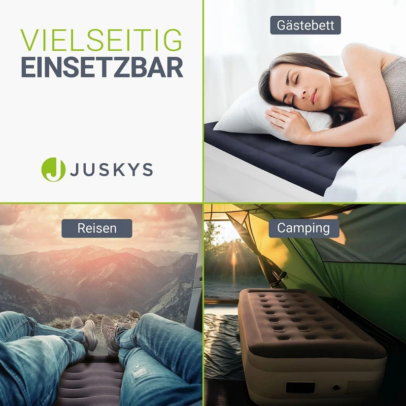 Juskys Selbstaufblasende Luftmatratze 90x190cm mit Pumpe