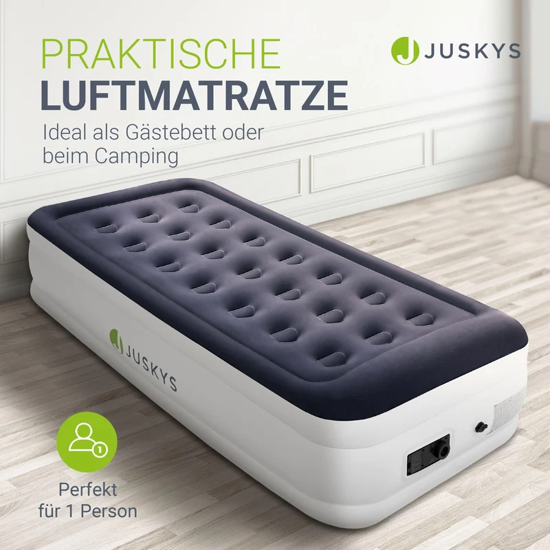 Juskys Selbstaufblasende Luftmatratze 90x190cm mit Pumpe