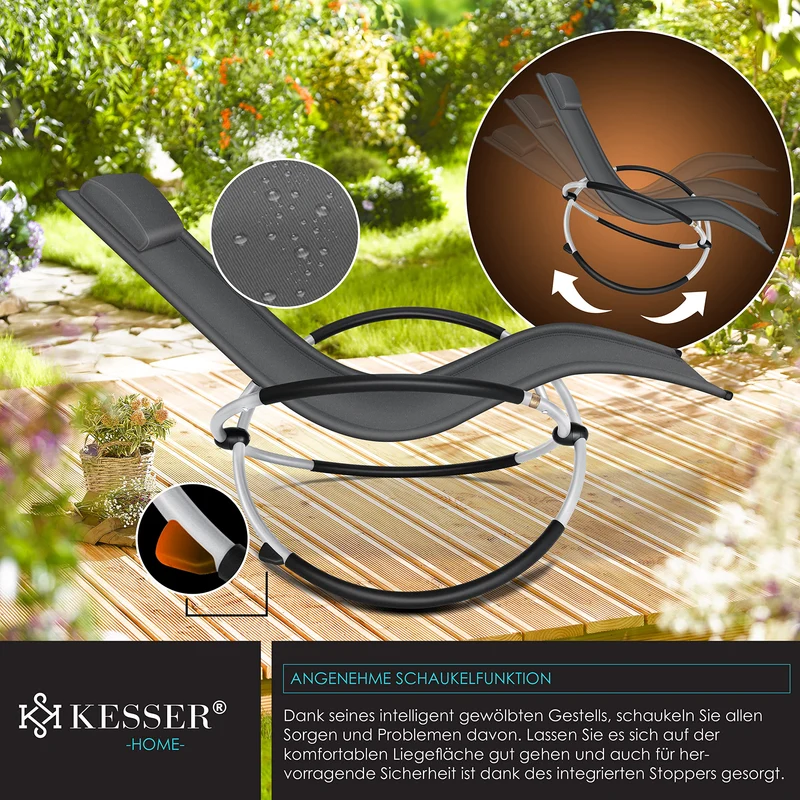 KESSER® Relaxliege Garten Schwungliege klappbar Anthrazit