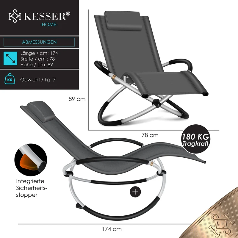 KESSER® Relaxliege Garten Schwungliege klappbar Anthrazit