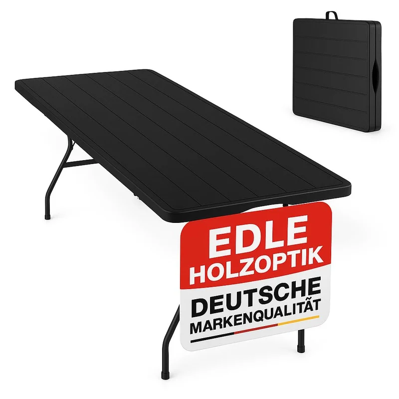 Onbest Holz Optik Klapptisch Gartentisch – gross, Kunststoff/Alu