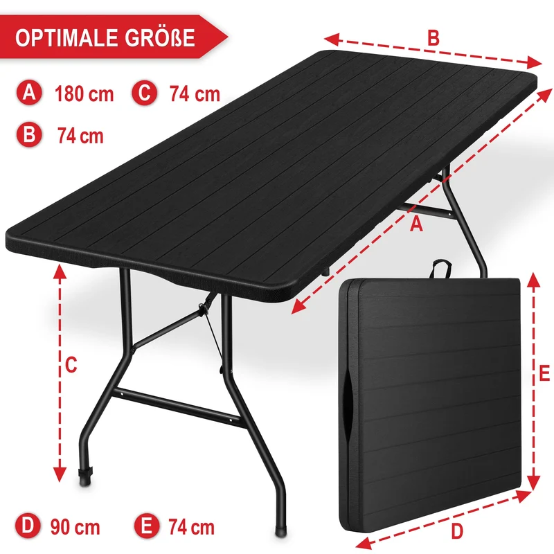 Onbest Holz Optik Klapptisch Gartentisch – gross, Kunststoff/Alu